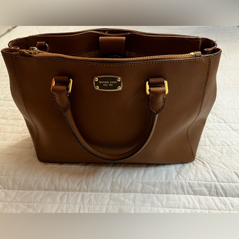 Michael Kors Handbag Satchel Saffiano Tan Leather